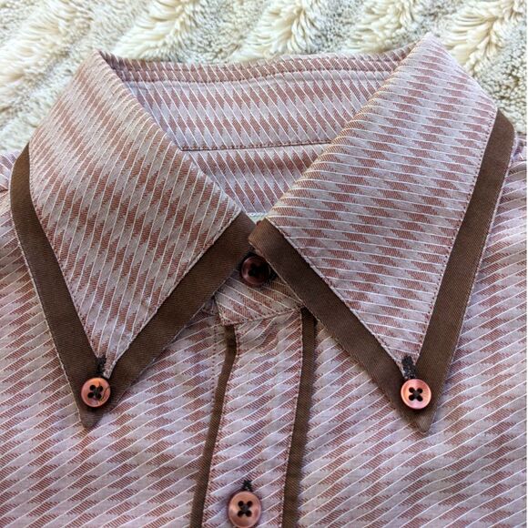 Nino's London Bespoke Mens Button Down 60s Vibe Print Mod Dress Shirt Sz 39/15.5 - Picture 4 of 11